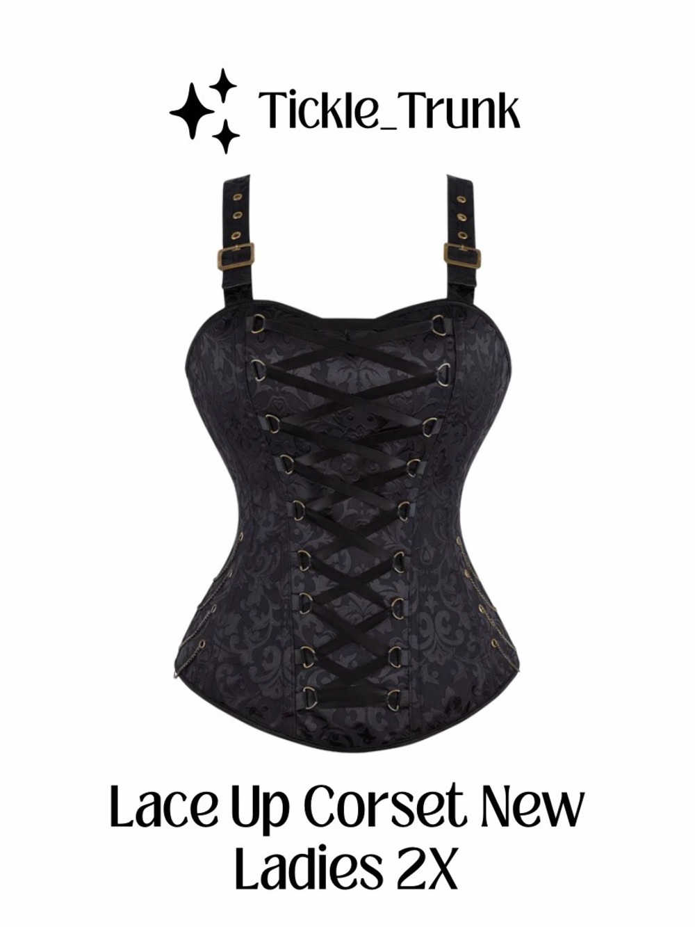 Black 2X Lace-Up Brocade Corset